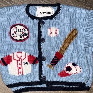 Kids Baseball-Themed Cardigan - Blue